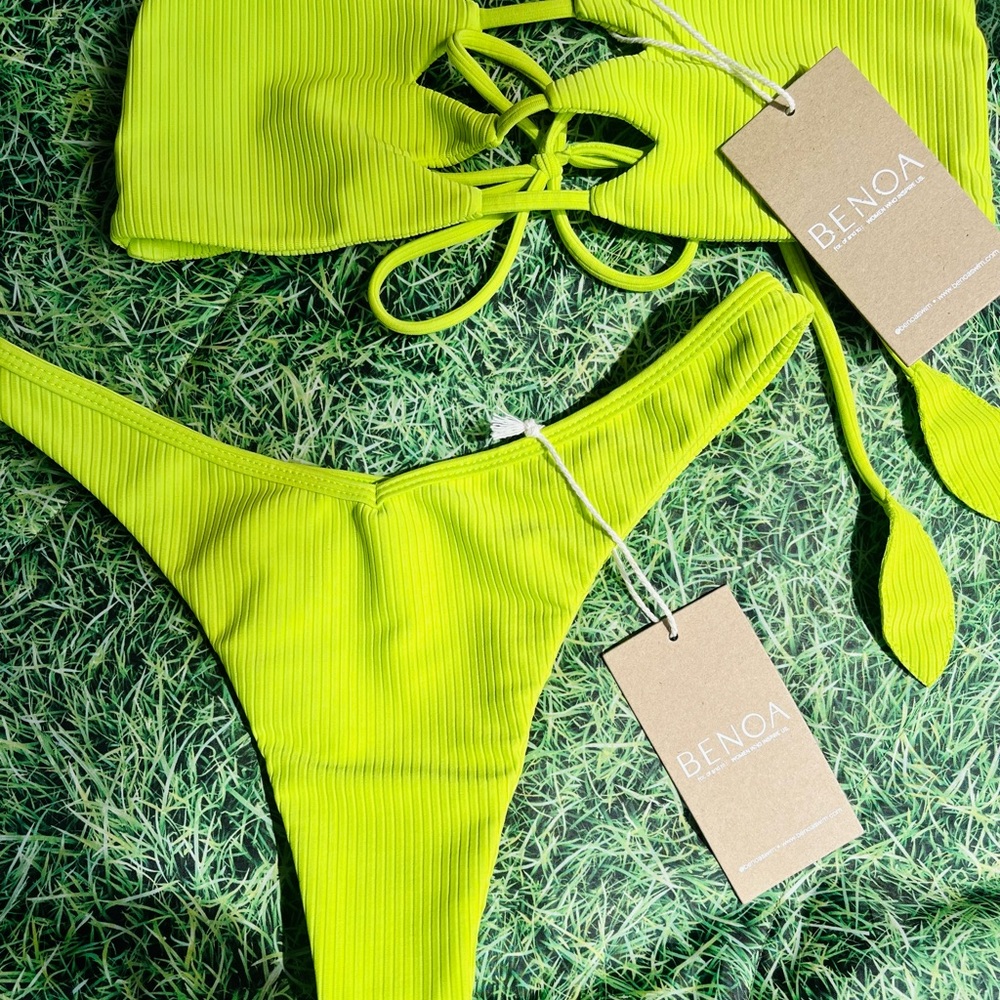Benoa Lime Ribbed Bikini Set - STARFRUIT